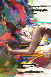 Pastel Renklerin Dansı Dijital Baskılı Halı - Thumbnail