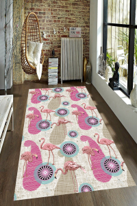 Pembe Flamingo Tasarımlı Dijital Baskılı Halı - 1