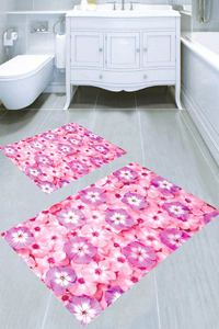 Pembe Manolya Çiçeği Desenli 2'li Banyo Paspası (50x60 cm - 60x100 cm) - 3
