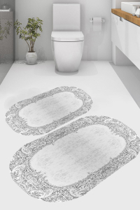 Pırlanta Çerçeve Desenli 2'li Banyo Paspası (50x60 cm - 60x100 cm) - 5