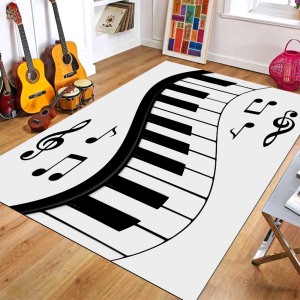 Piyano Tuşu Desenli Dijital Baskılı Halı - Thumbnail