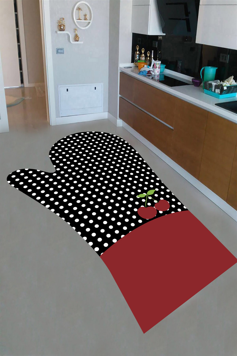 Puantiye Mutfak Eldiveni Desenli Dijital Baskılı Halı