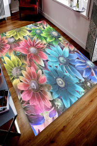 Realist Modern Çiçekler Dijital Baskılı Halı - 1