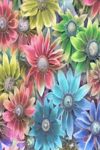 Realist Modern Çiçekler Dijital Baskılı Halı - Thumbnail