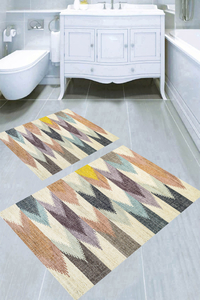 Renk Katmanları Desenli 2li Banyo Paspası (50x60 cm - 60x100 cm) - 3