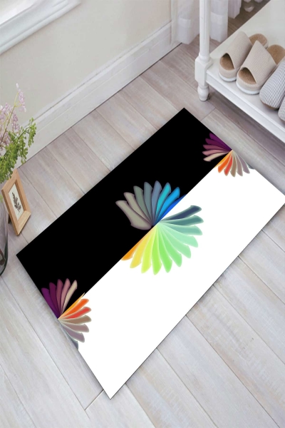 Renk Şablonu Siyah Beyaz Zemin Dijital Baskılı Halı - resmiro