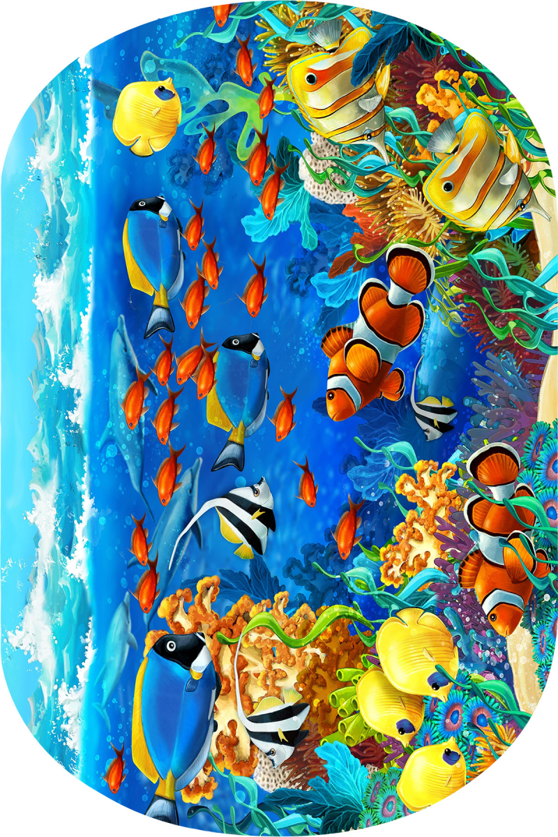 Renkli Balık Desenli 2'li Banyo Paspası (50x60 cm - 60x100 cm)
