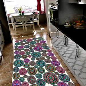 Renkli Dantel Desenli Dijital Baskılı Halı - 3