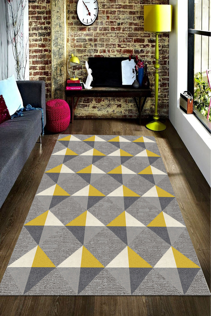 Renkli Geometrik Desenli Dijital Baskılı Halı