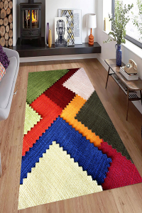 Renkli Geometrik Desenli Dijital Baskılı Halı - 1