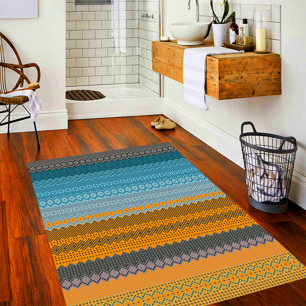 Renkli Kilim Desenli Dijital Baskılı Halı Örtüsü HRC82