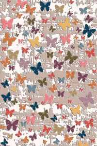 Renkli Küme Kelebekler Desenli Dijital Baskılı Halı - Thumbnail
