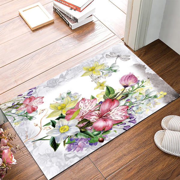 Renkli Lavanta Desenli Dijital Baskılı Halı - resmiro