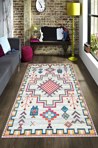 Renkli Örme Kilim Desenli Dijital Baskılı Halı - 1