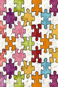 Renkli Puzzle Desenli Dijital Baskılı Halı - Thumbnail