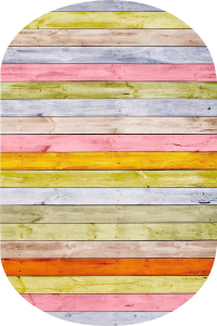 Renkli Tahta Tasarımlı 2'li Banyo Paspası (50x60 cm - 60x100 cm) - Thumbnail