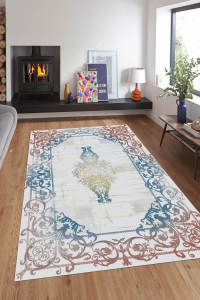 Retro Renk Geçişli Eskitme Motifli Dijital Baskılı Halı - 1