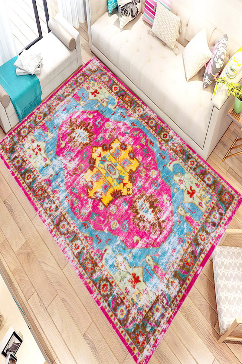 Retro Renkler Kilim Desenli Dijital Baskılı Halı