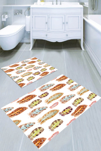 Şekilli Tüy Desenli 2li Banyo Paspası (50x60 cm - 60x100 cm) - 3