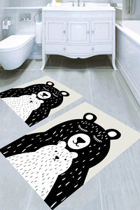 Sevimli Ayıcıklar Desenli 2li Banyo Paspası (50x60 cm - 60x100 cm) - Thumbnail