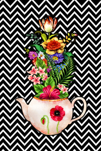 Sihirli Çiçekler Demliği Dijital Baskılı Halı Örtüsü HRC1989 - 2