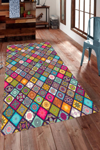 Simetrik Baklava Desenli Dijital Baskılı Halı - 1