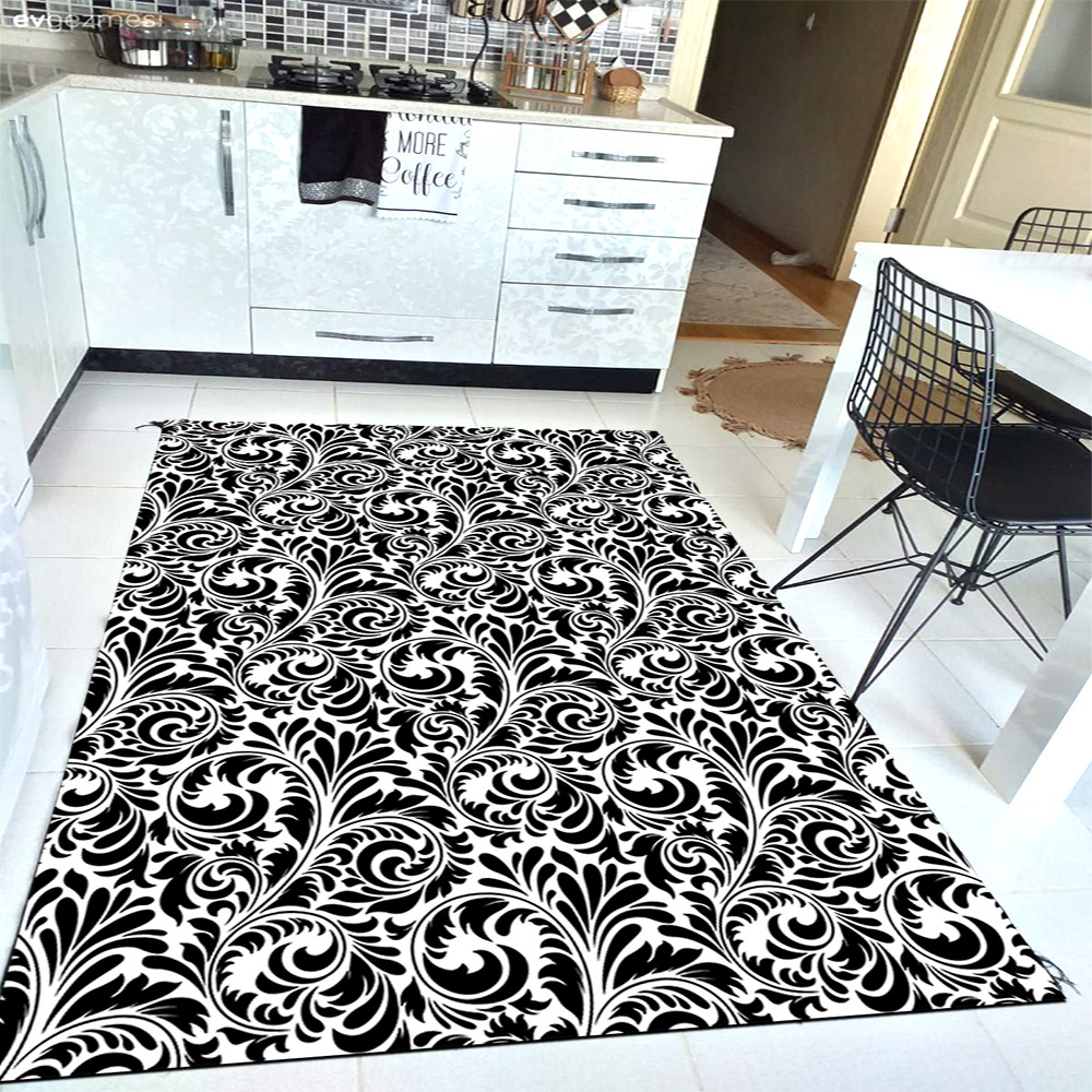 Simetrik Filiz Desenli Dijital Baskılı Halı