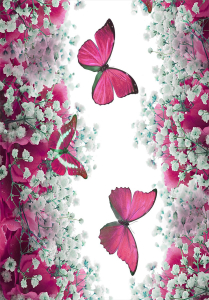 Kelebek ve Çiçek Desenli Dijital Baskılı Halı - Thumbnail