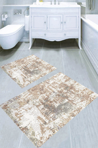 Soft Eskitme Desenli 2li Banyo Paspası (50x60 cm - 60x100 cm) - 3