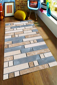 Soft Renkler Taş Desen Dijital Baskılı Halı - 1