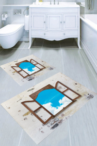 Sonsuzluk Penceresi Desenli 2li Banyo Paspası (50x60 cm - 60x100 cm) - 3