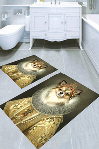 Soylu Köpek Desenli 2li Banyo Paspası (50x60 cm - 60x100 cm) - Thumbnail