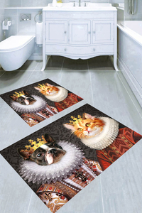 Soylu Kraliyet Hayvanları Desenli 2li Banyo Paspası (50x60 cm - 60x100 cm) - Thumbnail
