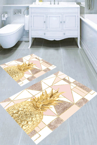 Star Tasarım Ananas Desenli 2li Banyo Paspası (50x60 cm - 60x100 cm) - 3