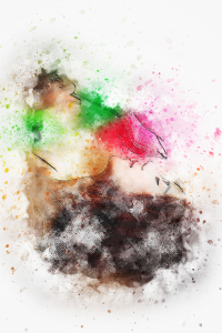 Suluboya Efektli Çiçek Sevgisi Portre Dijital Baskılı Halı - Thumbnail