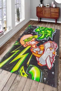 Sürrealizm Grafiti Dijital Baskılı Halı - 1