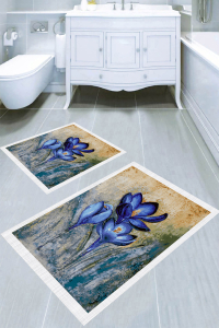 Tablotik Kantaron Çiçeği Desenli 2'li Banyo Paspası (50x60 cm - 60x100 cm) - Thumbnail