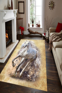 Tablotik Koşan At Desenli Dijital Baskılı Halı - 1