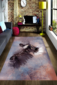 Tablotik Pastel Renkler Kartal Çalışması Dijital Baskılı Halı - 1