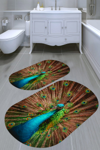 Tavus Kuşu 2'li Banyo Paspası (50x60 cm - 60x100 cm) - 4