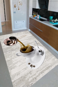 Türk Kahvesi Fincan Desenli Dijital Baskılı Halı - 1