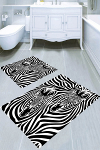 Üç Boyutlu Zebra Çizim 2li Banyo Paspası (50x60 cm - 60x100 cm) - 3
