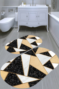 Üçgen Desenli 2'li Banyo Paspası (50x60 cm - 60x100 cm) - 5