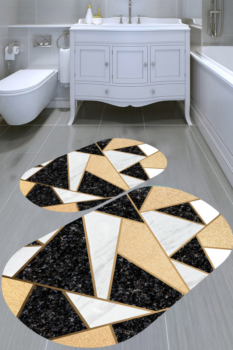Üçgen Desenli 2'li Banyo Paspası (50x60 cm - 60x100 cm)