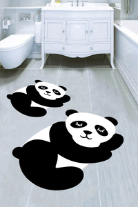 Uykucu Panda Desenli 2li Banyo Paspası (50x60 cm - 60x100 cm) - 3
