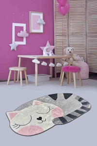 Uyuyan Kedi Desenli Dijital Baskılı Halı - 1