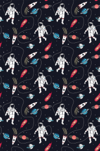 Uzaydaki Astronot Tasarımlı Dijital Baskılı Halı - Thumbnail