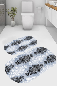 Vintage Desenli 2'li Banyo Paspası (50x60 cm - 60x100 cm) - 1