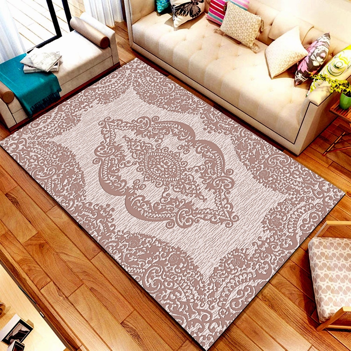 Yeni Model Dantel Desenli Dijital Baskılı Halı Örtüsü HRC116