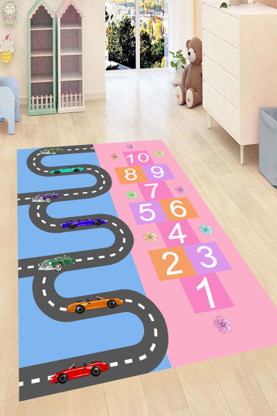 Bebisim Yol Desenli Bh2353 Cocuk Odasi Halilari